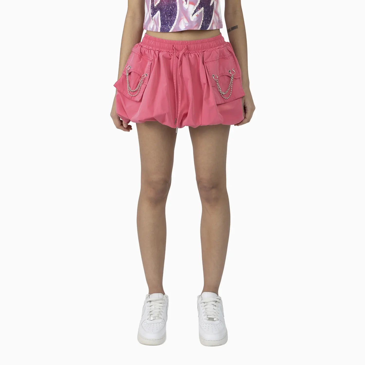 Women's Fitted Rhinestone Cropped T-Shirt and Skirt Outfit