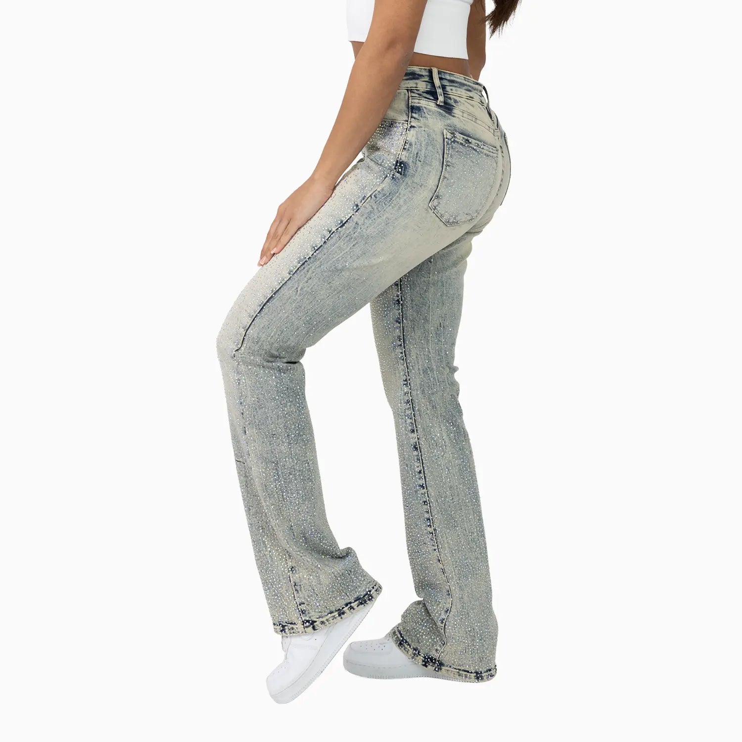 Women's High Rise Rhinestone Jean Pant