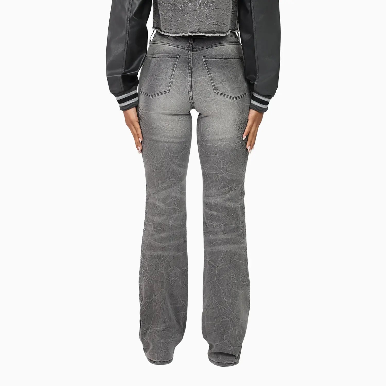 Women's High Rise Rhinestone Stack Jean Pant