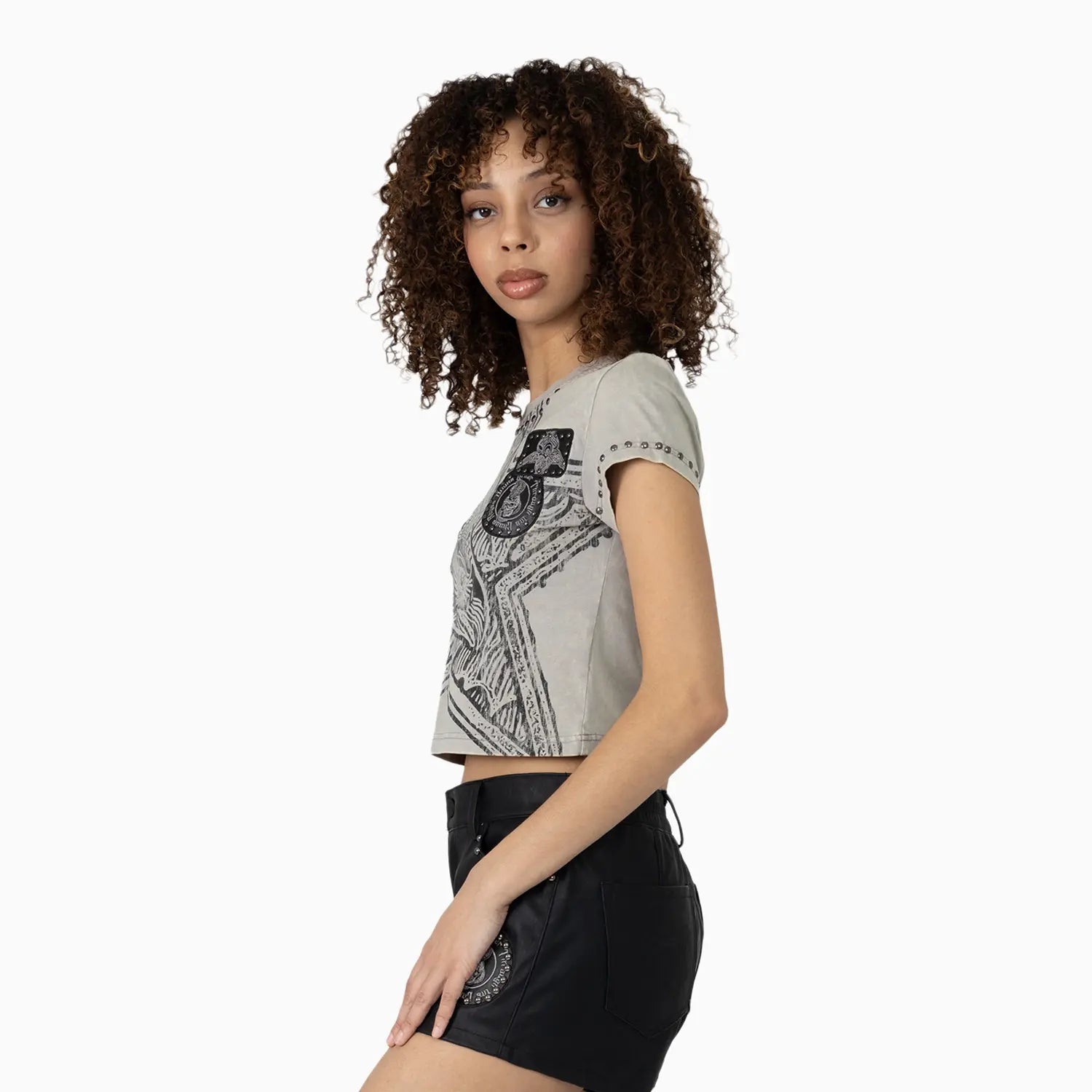 Women's Laser Printed Mid Rise Shorts and T-Shirt Outfit